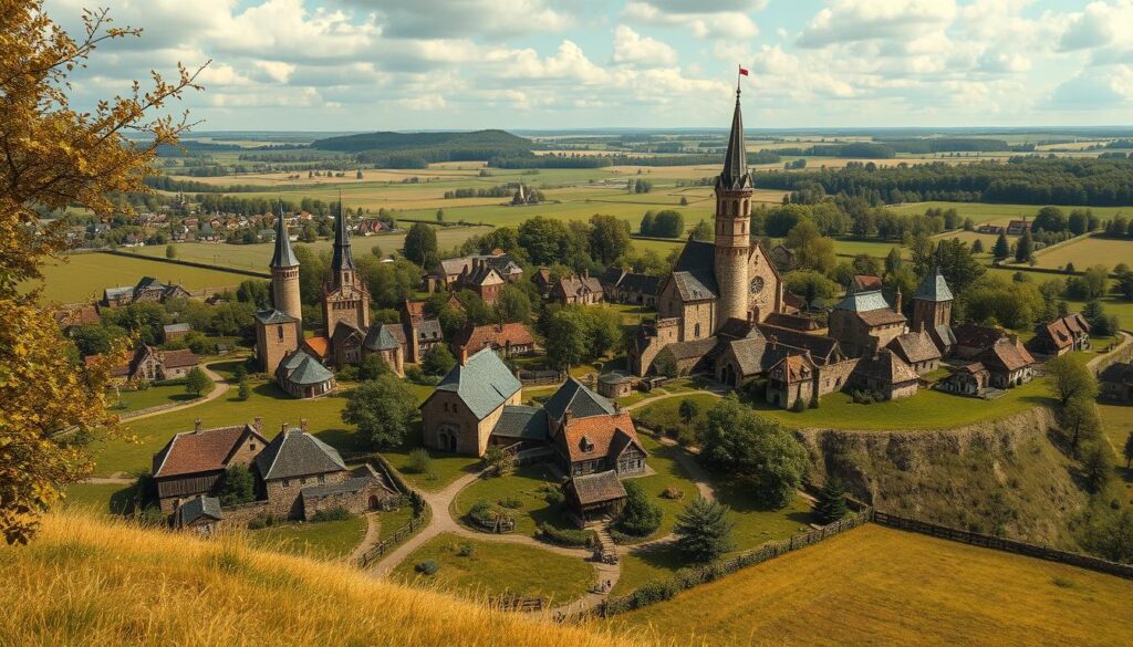 Krajobraz Flandrii z VIII wieku, miejsce gdzie żyła święta Amelia Krajobraz Flandrii z VIII wieku, miejsce gdzie żyła święta Amelia