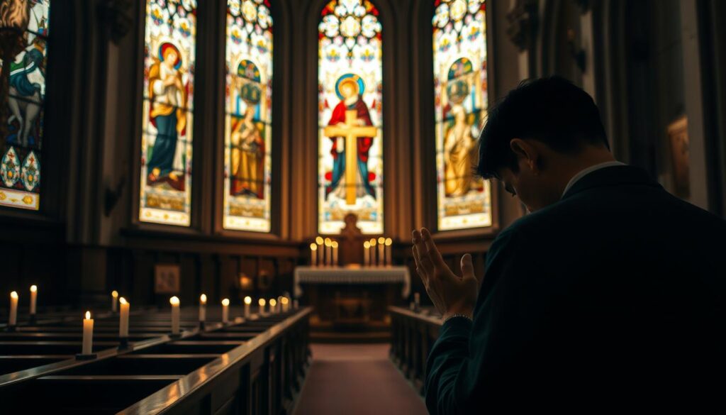 Osoba modląca się w kościele w piątek - symbol duchowego wymiaru piątkowej pokuty