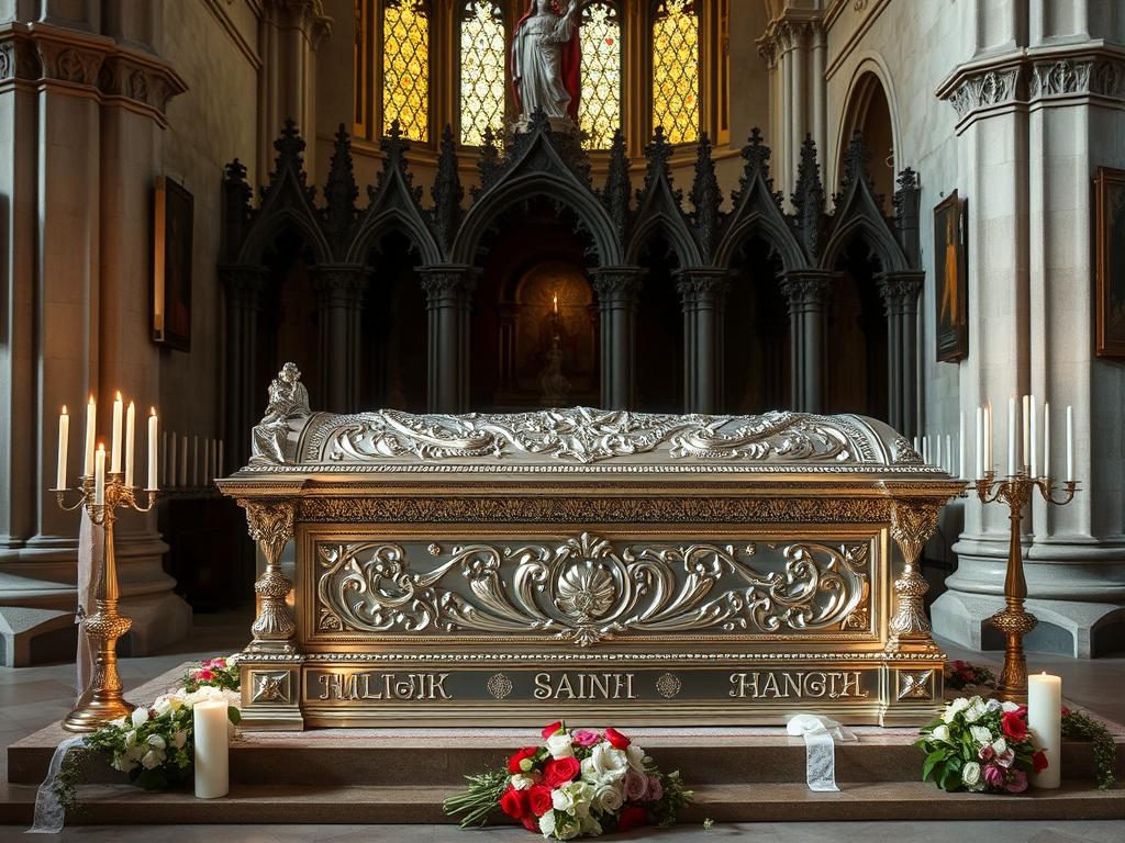 Srebrny sarkofag świętej Izabeli w kościele klasztoru Świętej Klary-a-Nova w Coimbrze