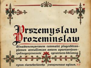 Średniowieczny manuskrypt z imieniem święty Przemysław zapisanym w starosłowiańskim alfabecie