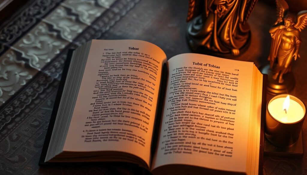 Świeca i Biblia otwarta na Księdze Tobiasza - modlitwa do archanioła rafała o życiowego towarzysza Świeca i Biblia otwarta na Księdze Tobiasza - modlitwa do archanioła rafała o życiowego towarzysza