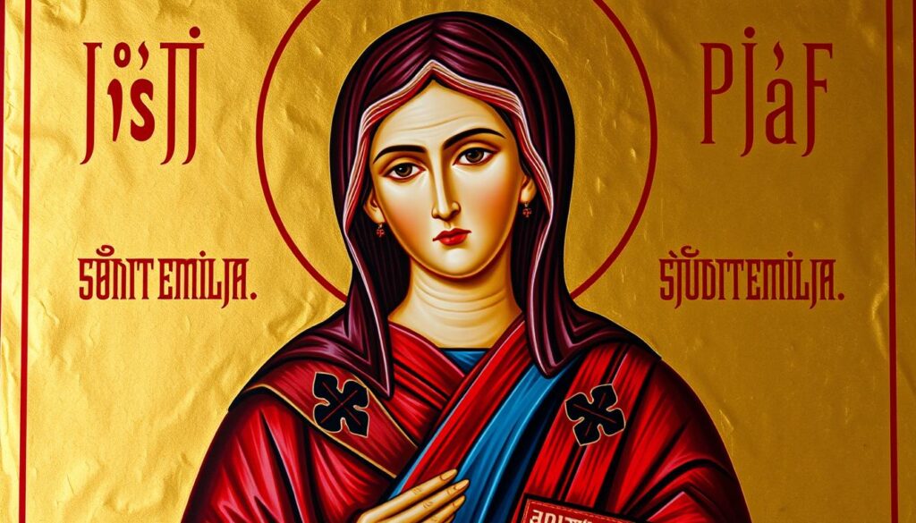 Święta Emilia czczona w tradycji Kościoła wschodniego, ikona w stylu bizantyjskim Święta Emilia czczona w tradycji Kościoła wschodniego, ikona w stylu bizantyjskim