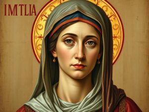 Święta Emilia z Cezarei - portret historyczny przedstawiający matkę świętych