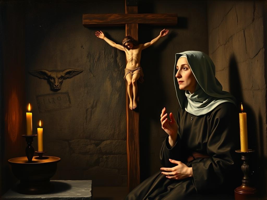 Święta Klara patronka z krucyfiksem - symbol jej duchowości Święta Klara patronka z krucyfiksem - symbol jej duchowości