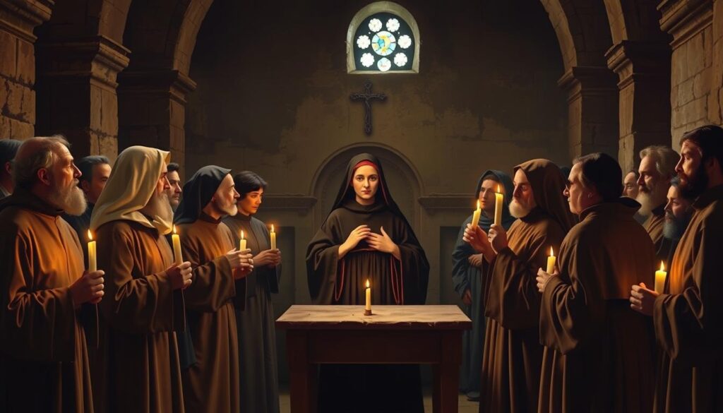 Święta Klara przyjmująca habit z rąk św. Franciszka - kluczowy moment w życiu patronki Święta Klara przyjmująca habit z rąk św. Franciszka - kluczowy moment w życiu patronki