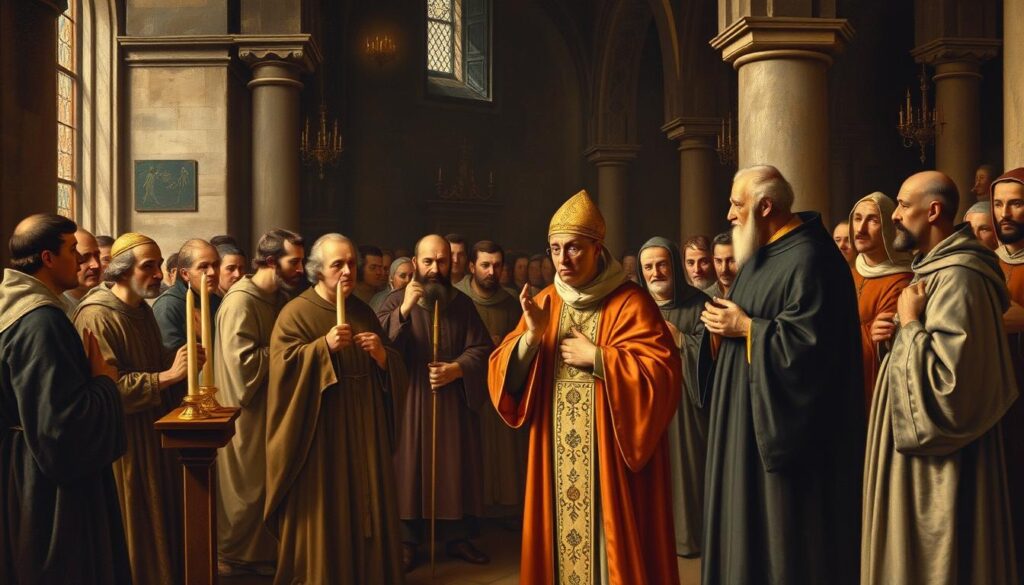 Święty Czesław przyjmujący habit dominikański z rąk świętego Dominika