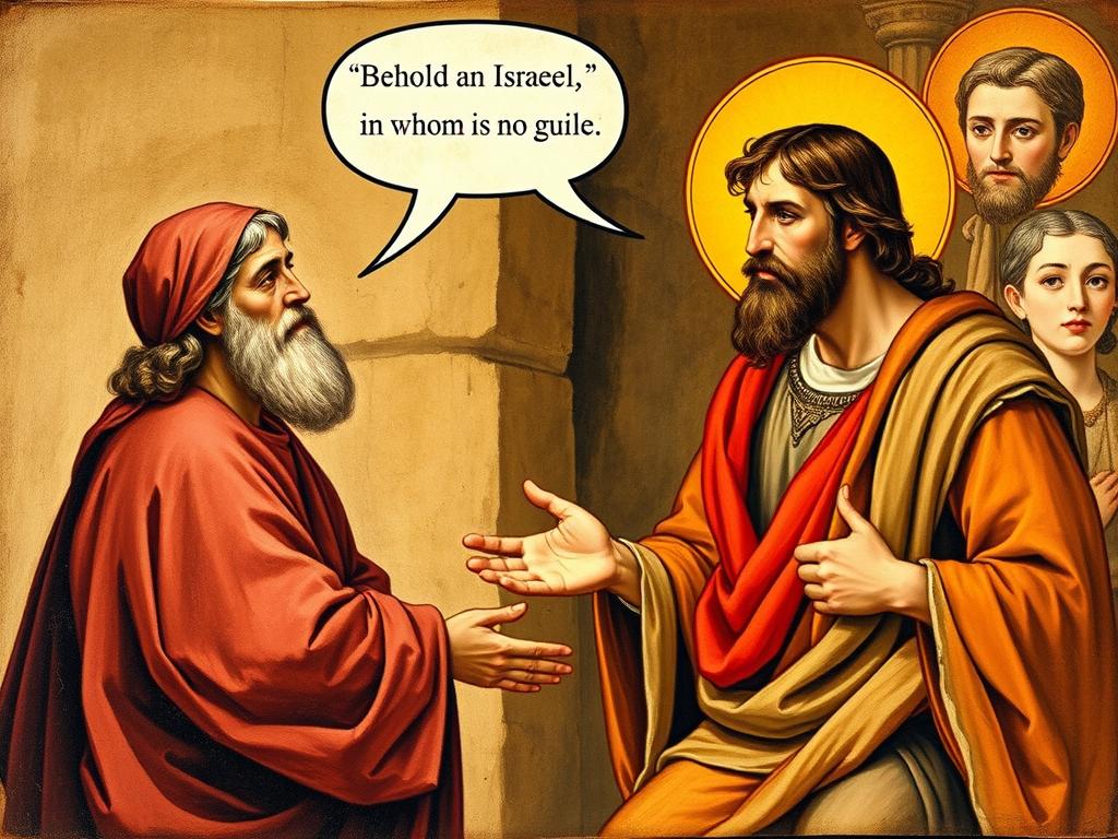 Święty Nataniel spotykający Jezusa Chrystusa, scena z Ewangelii według św. Jana