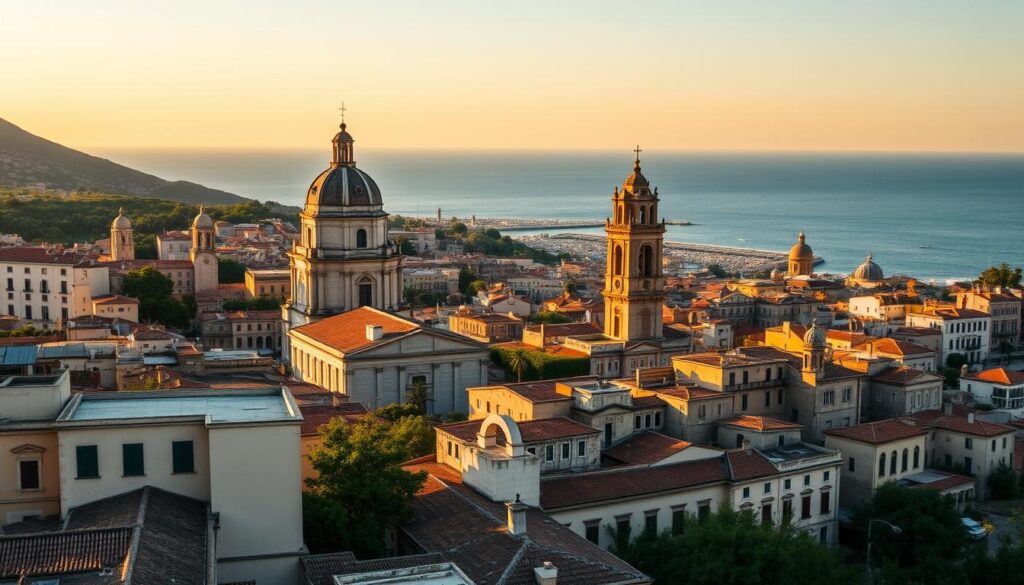 Panorama Palermo z widocznym kościołem poświęconym Świętej Oliwii Panorama Palermo z widocznym kościołem poświęconym Świętej Oliwii