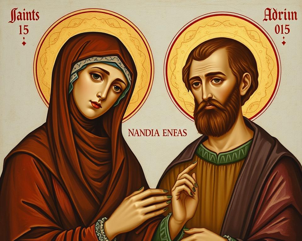 Święci Natalia i Adrian razem - artystyczne przedstawienie małżeństwa świętych