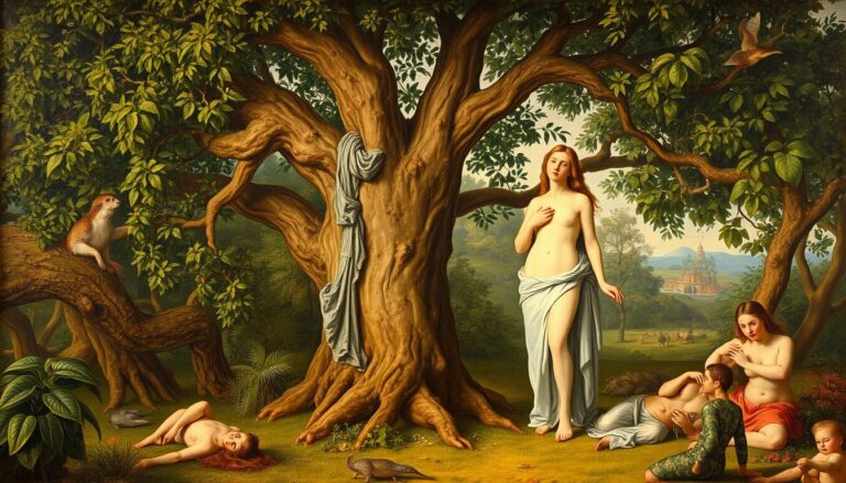 Święta Ewa w Raju - klasyczne przedstawienie biblijnej Ewy w Ogrodzie Eden