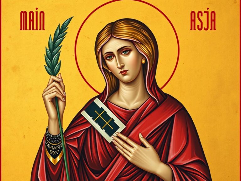 Święta Klaudia - męczennica z palmą męczeństwa w dłoni, przedstawiona na tradycyjnej ikonie religijnej