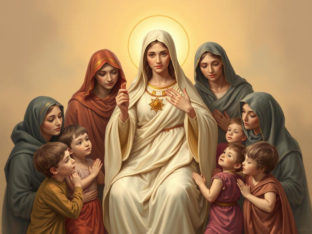 Święta Maja jako patronka dzieci i matek - kobieta otoczona dziećmi
