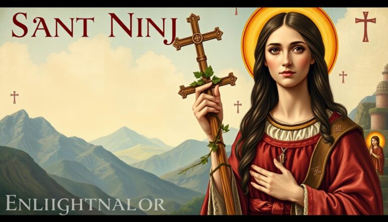 Święta Nina trzymająca krzyż z gałązek winorośli - tradycyjne przedstawienie świętej Niny jako apostołki Gruzji