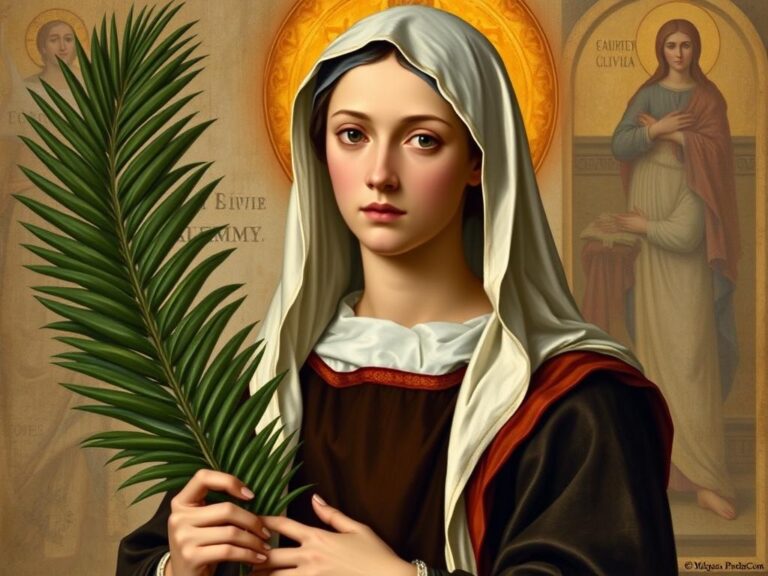Święta Oliwia z Palermo - portret świętej z palmą męczeństwa w dłoni