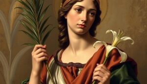 Święta Zuzanna - portret męczennicy z symbolami czystości i wiary