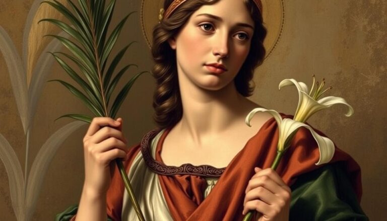 Święta Zuzanna - portret męczennicy z symbolami czystości i wiary