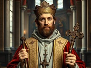 Święty Adolf z Osnabrück w szatach biskupich z pastorałem