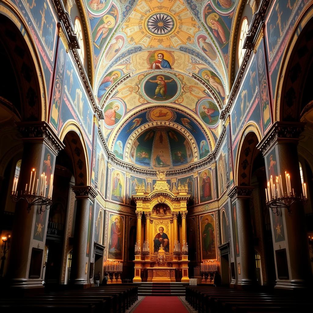 Wnętrze Soboru Mądrości Bożej z freskami z czasów świętego Jarosława Wnętrze Soboru Mądrości Bożej z freskami z czasów świętego Jarosława