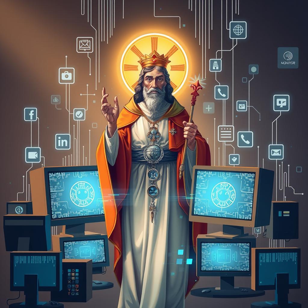 Współczesne przedstawienie świętego Monitora jako patrona technologii Współczesne przedstawienie świętego Monitora jako patrona technologii