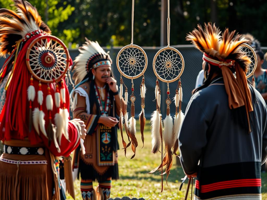 Ceremonia rdzennych Amerykanów z użyciem łapacza snów - łapacz snów pogaństwo
