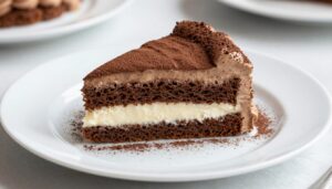 Ciasto z ptasim mleczkiem siostry Anastazji na eleganckim talerzu