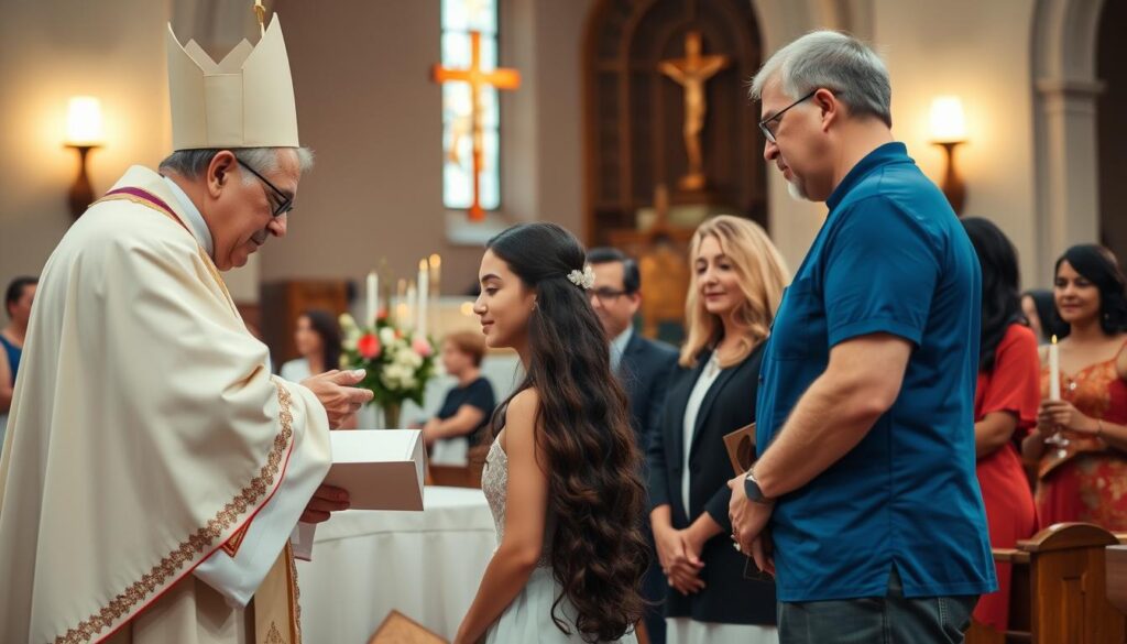 Młoda osoba wybierająca imię Nadia do sakramentu bierzmowania