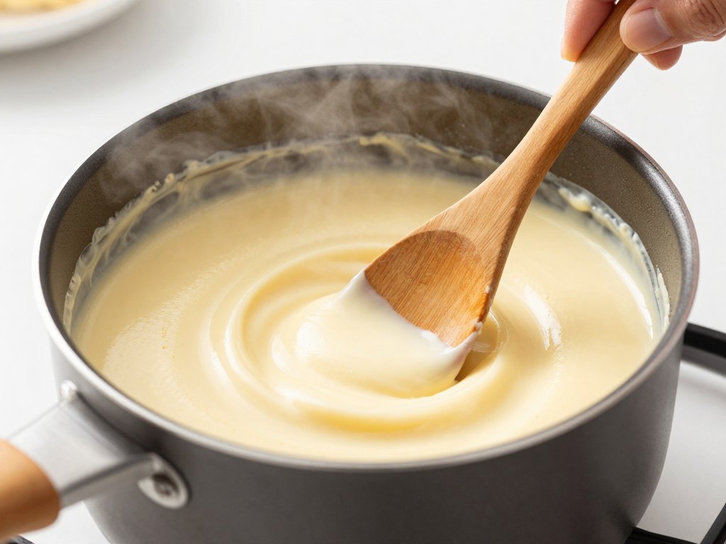 Proces gotowania masy serowej do sernika Siostry Anieli