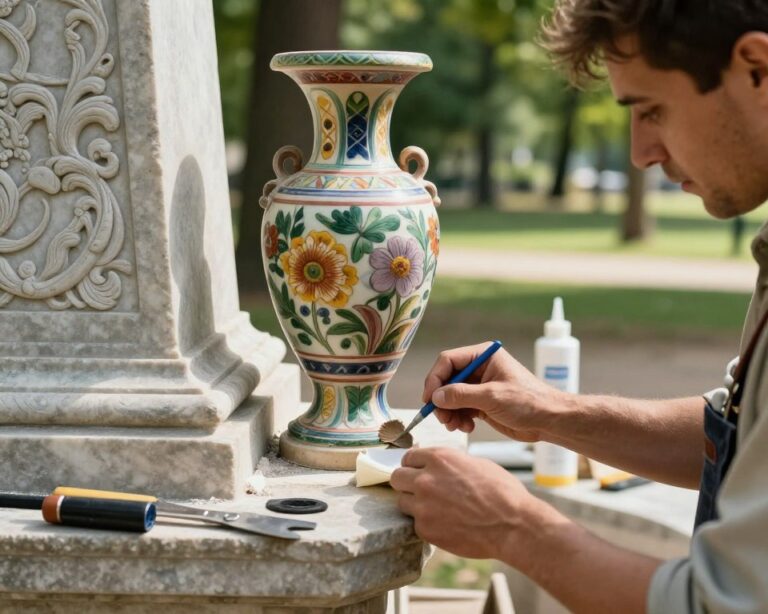 czym przykleić wazon do pomnika