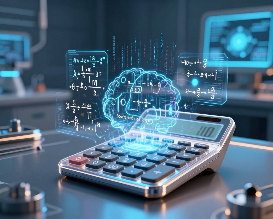 A futuristic AI calculator design depicting algorithmic mechanisms and digital interfaces. In the foreground, a sleek, transparent touch-screen calculator is surrounded by floating holographic elements showcasing complex mathematical equations and numerical algorithms. In the middle ground, visual representations of binary code and data streams swirl around the calculator, symbolizing the integration of artificial intelligence in death prediction calculations. The background features a softly illuminated, high-tech laboratory filled with abstract shapes and glowing screens, creating a sense of advanced technology and innovation. Warm blue and silver lighting enhances the high-tech ambience. The scene conveys a blend of curiosity and intrigue, inviting viewers to explore the intersection of AI and numerology without any text or human figures present. A futuristic AI calculator design depicting algorithmic mechanisms and digital interfaces. In the foreground, a sleek, transparent touch-screen calculator is surrounded by floating holographic elements showcasing complex mathematical equations and numerical algorithms. In the middle ground, visual representations of binary code and data streams swirl around the calculator, symbolizing the integration of artificial intelligence in death prediction calculations. The background features a softly illuminated, high-tech laboratory filled with abstract shapes and glowing screens, creating a sense of advanced technology and innovation. Warm blue and silver lighting enhances the high-tech ambience. The scene conveys a blend of curiosity and intrigue, inviting viewers to explore the intersection of AI and numerology without any text or human figures present.